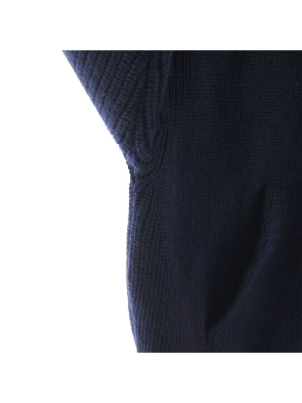 Celine Carre C Logo Zip Up Wool Knit Hoodie Navy View 6